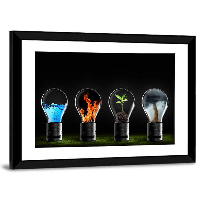 Elemental Light Bulbs Wall Art as a framed print