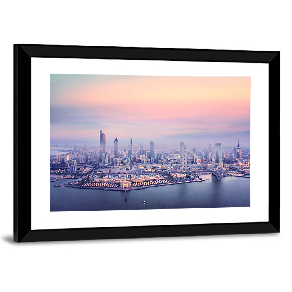Kuwait City Twilight Skyline Wall Art
