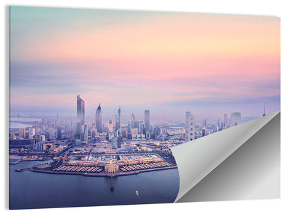 Foggy Kuwait Skyline Wall Art