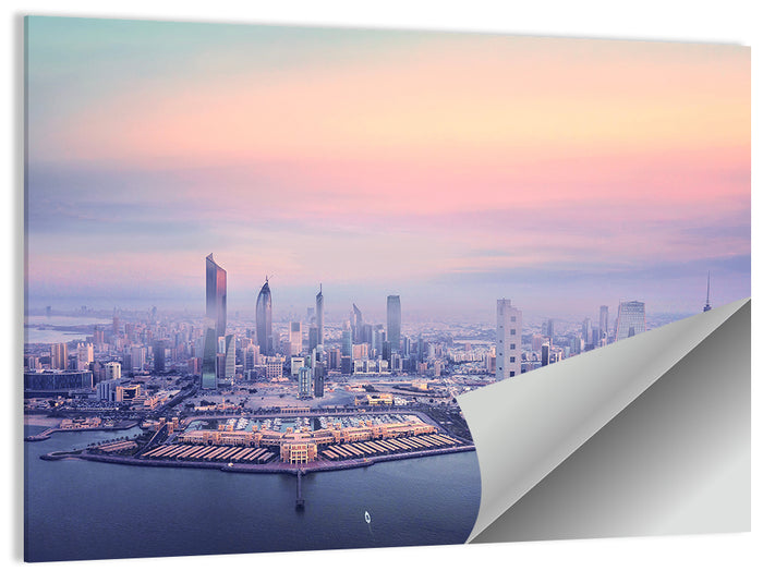 Kuwait City Twilight Skyline Wall Art as a poster print