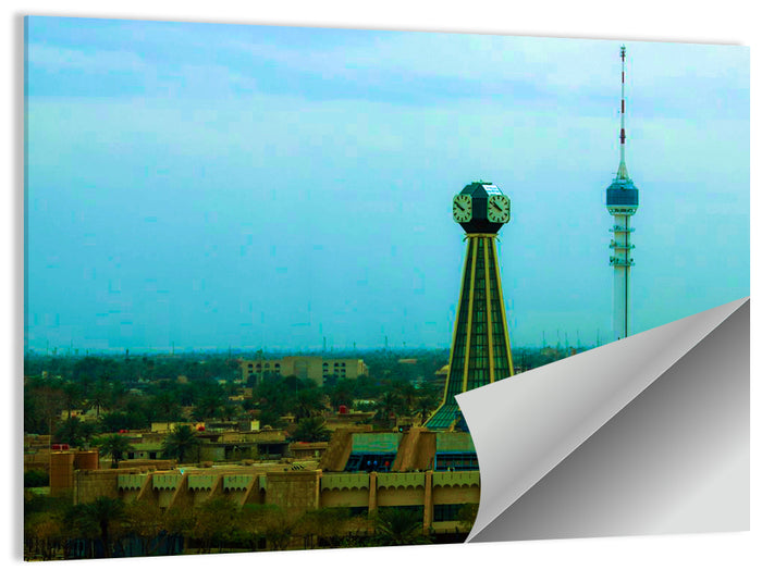 Baghdad Clock Tower Cityscape Wall Art as a poster print