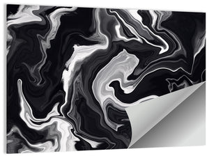 Flowing Black Marble Abstract Wall Art