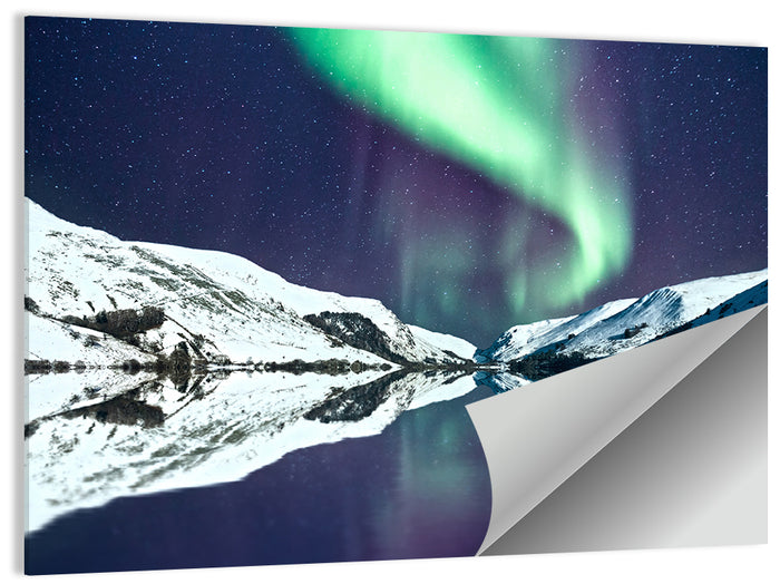 Emerald Aurora Over Mirror Lake Wall Art as a poster print