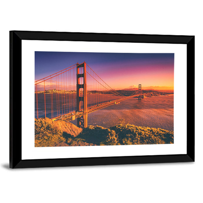 Golden Gate Bridge at Sunset Wall Art as a framed print