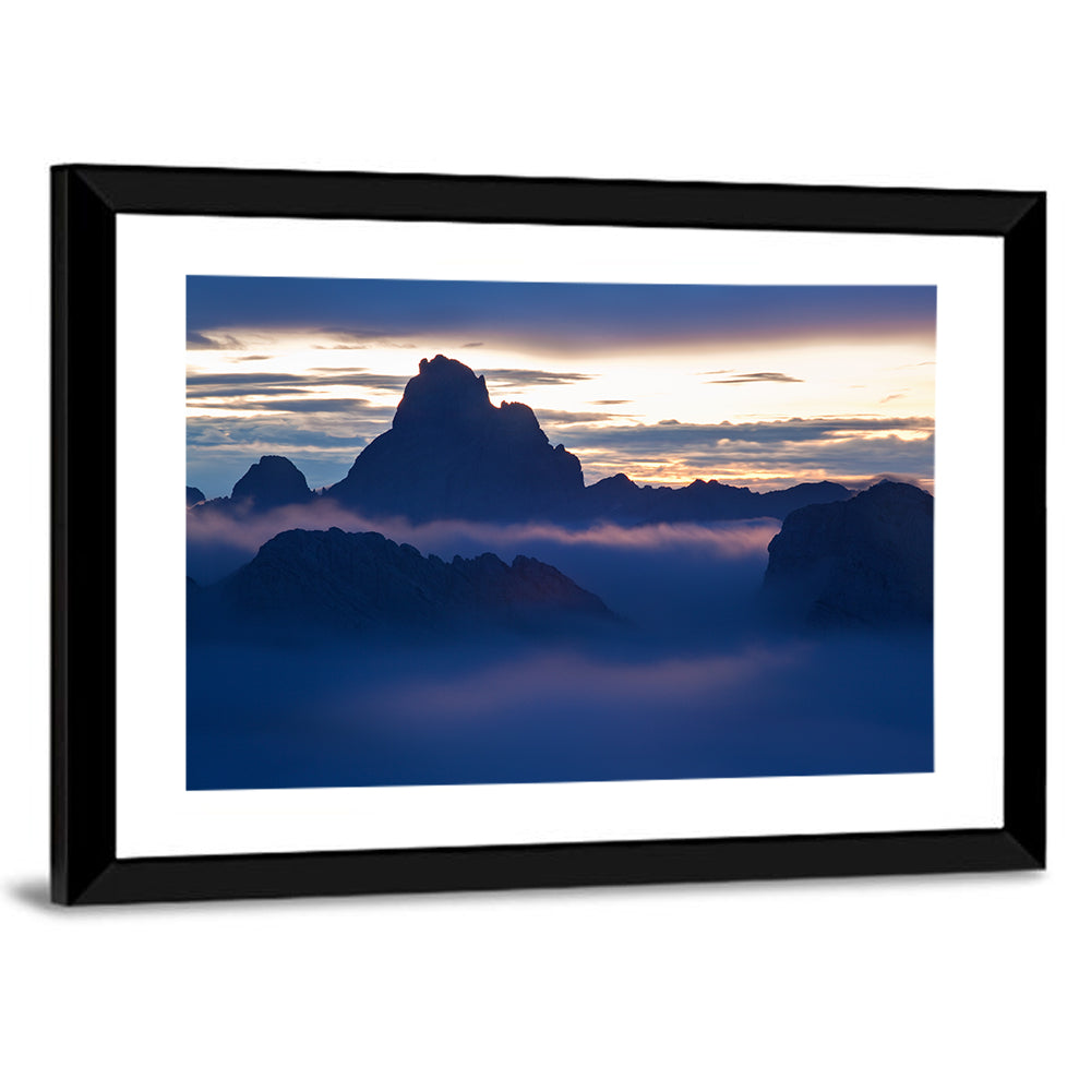 Dolomites Sunrise Silhouette Wall Art