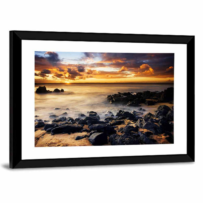 Phillip Island Sunset Silhouettes Wall Art as a framed print