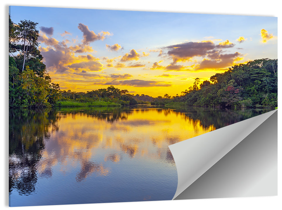 Amazon River Sunset Reflection Wall Art