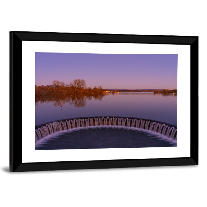 Circular Weir at Dusk Wall Art as a framed print