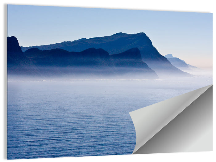 Misty Coastal Cliffs and Mountain Layers Wall Art as a poster print