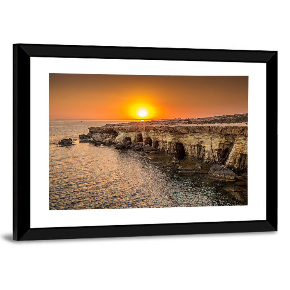 Sunset Over Sea Caves Wall Art
