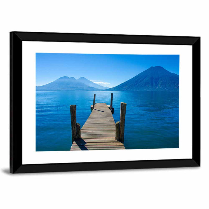 Lake Atitlán Pier View Wall Art as a framed print