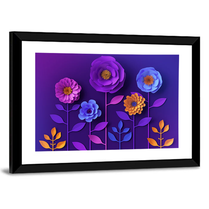 Layered Paper Bloom Illustration Wall Art as a framed print