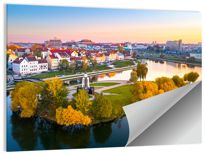 Minsk Island of Tears Golden Dusk Wall Art as a poster print