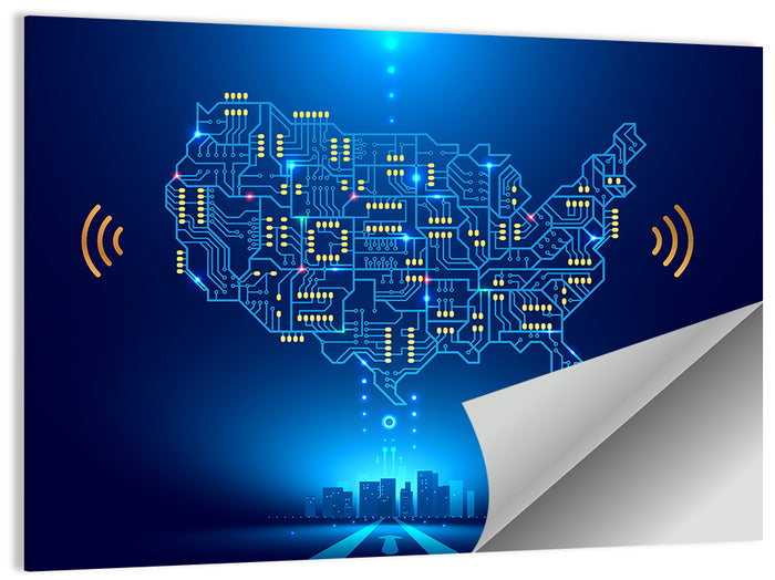 USA Circuit Map Wall Art as a poster print