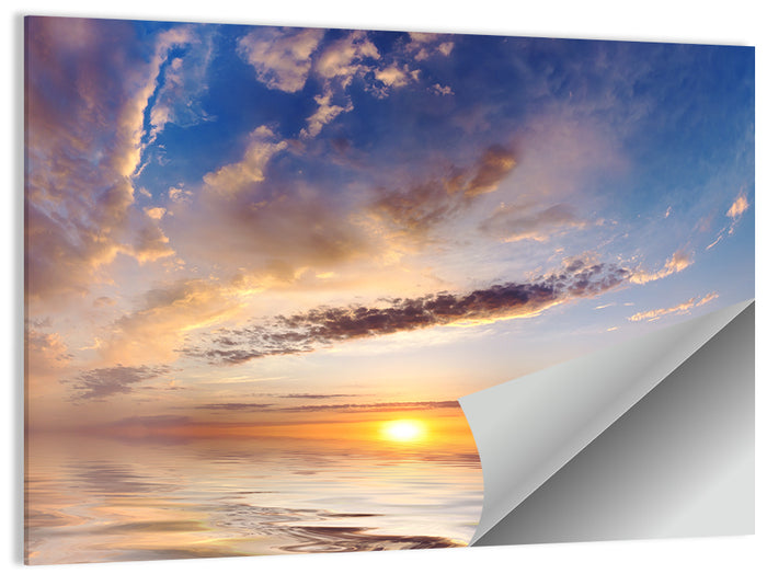 Sunlit Clouds Over Calm Sea Wall Art as a poster print