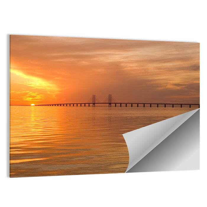 Øresund Bridge in Golden Light Wall Art as a poster print