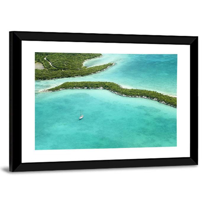 Turquoise Bahamas Islands Wall Art as a framed print