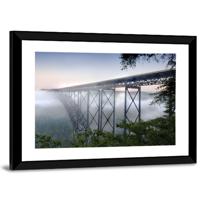 New River Gorge Bridge at Dawn Wall Art as a framed print
