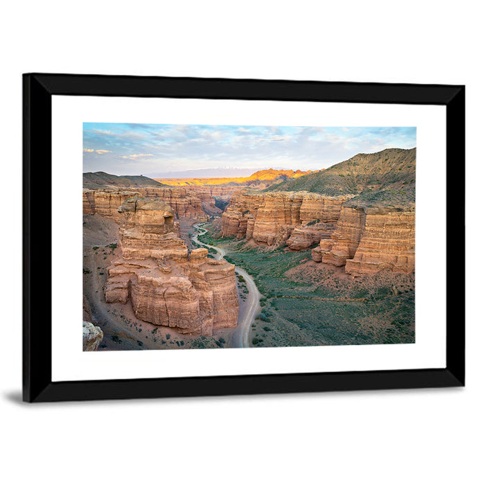 Charyn Canyon at Golden Hour Wall Art as a framed print