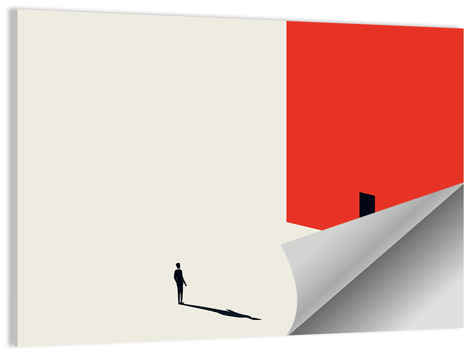 Solitary Figure with Red Door Wall Art