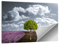 Lavender Field Crossroads with Lone Tree Wall Art
