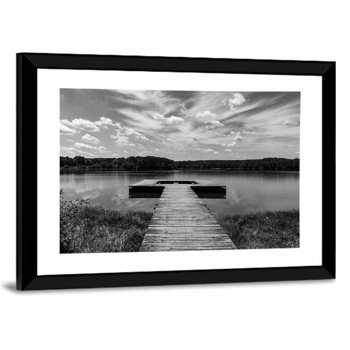 Wooden Dock at Lake Acworth Wall Art as a framed print