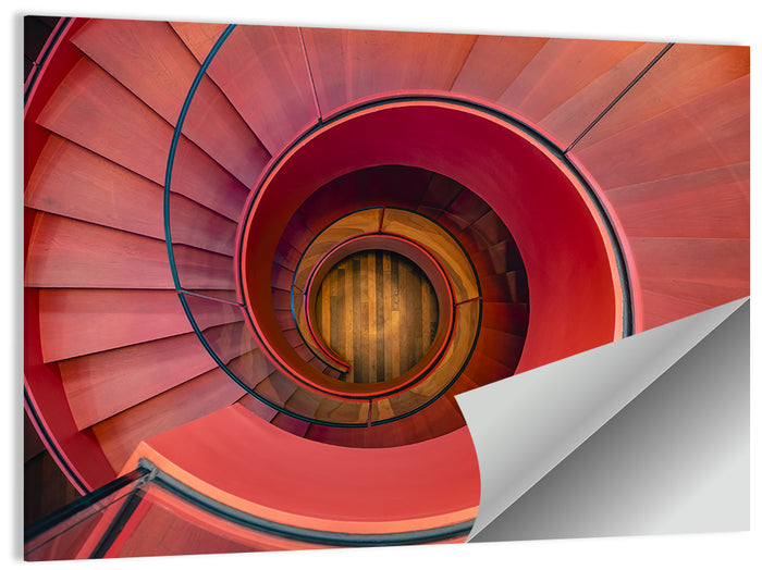 Red Spiral Staircase Wall Art as a poster print