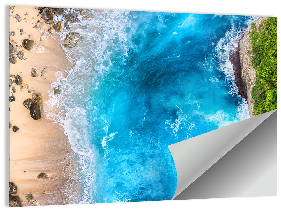 Aerial Turquoise Beach Cliffs Wall Art