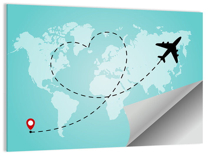 Heart Flight Map Wall Art as a poster print