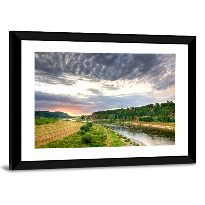 Elbe River at Golden Hour Wall Art as a framed print