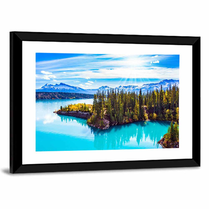 Abraham Lake Peninsula View Wall Art as a framed print