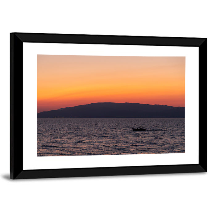 Lake Iznik Boat at Dusk Wall Art as a framed print