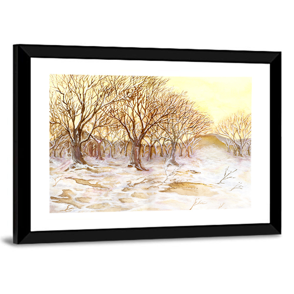 Winter Field with Snow-dusted Trees Wall Art