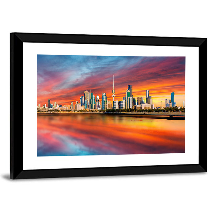 Shuwaikh Port at Dusk Wall Art as a framed print