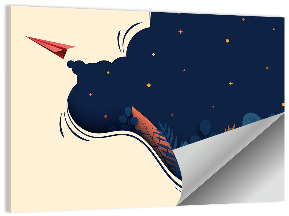 Paper Airplane in Flight Wall Art