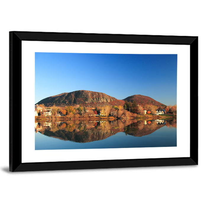 Mont Saint-hilaire Autumn Reflection Wall Art as a framed print