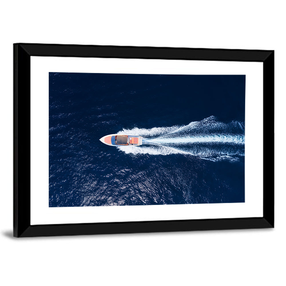 Sleek Speedboat Over Navy Sea Wall Art