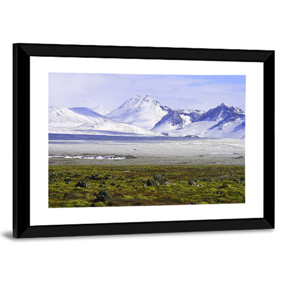 Icelandic Snow and Moss Landscape Wall Art