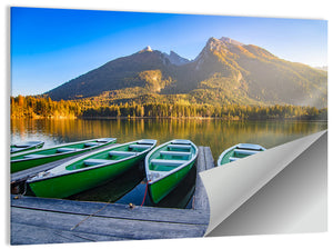 Moored Boats at Hintersee Lake Wall Art