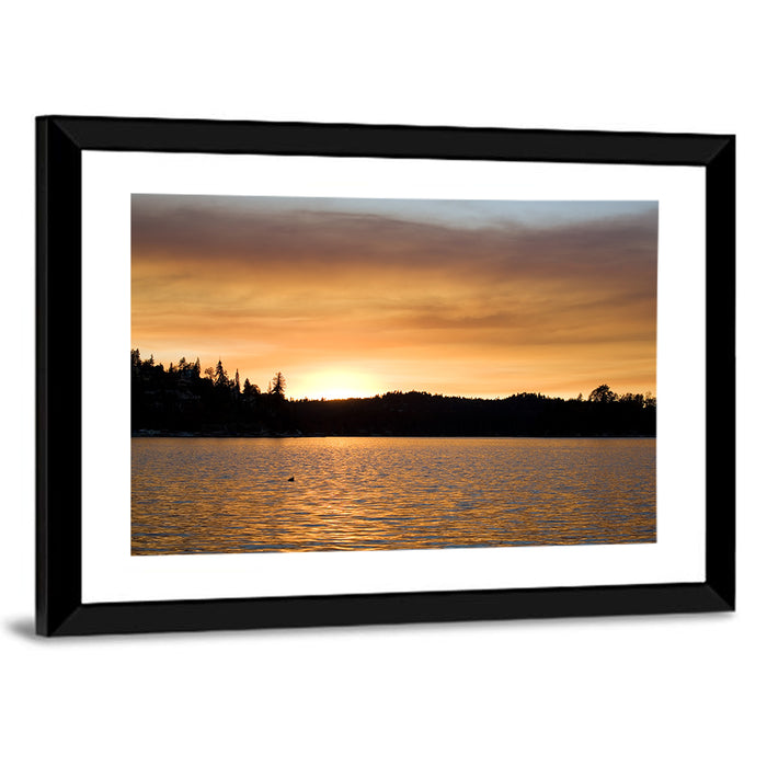 Lake Arrowhead Sunset Wall Art as a framed print