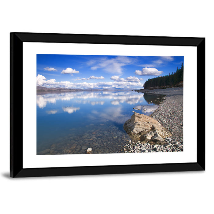 Pukaki Pebbled Shoreline Wall Art as a framed print