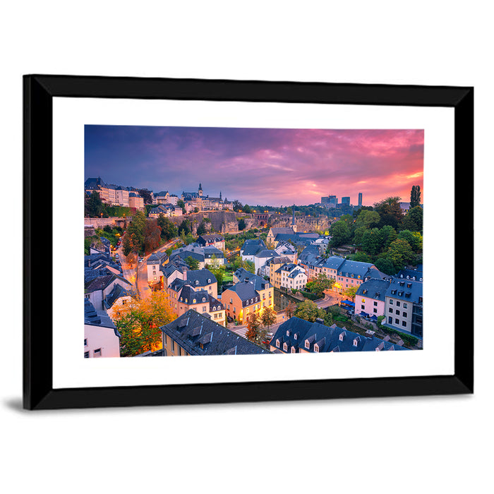 Luxembourg Grund at Dusk Wall Art as a framed print