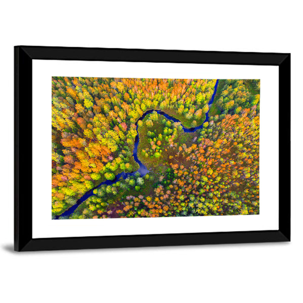 Winding Autumn River Wall Art