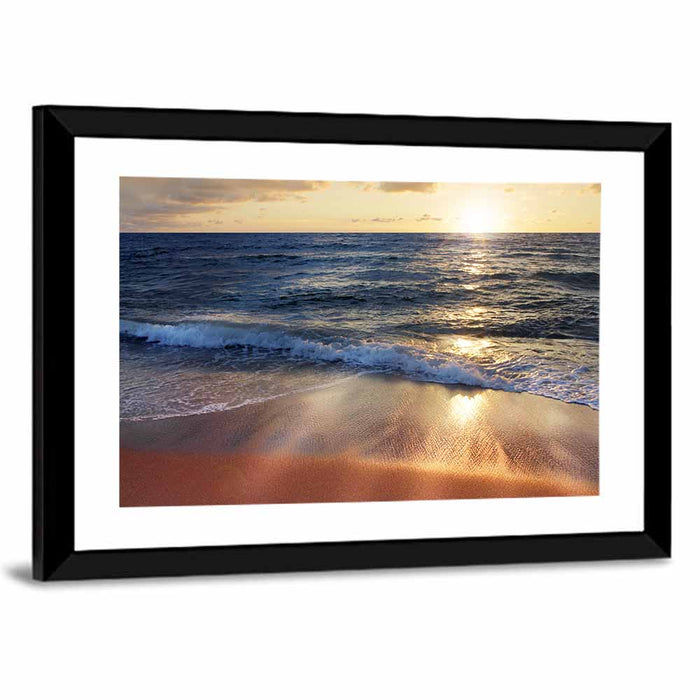 Sunset Surf on Wet Sand Wall Art as a framed print