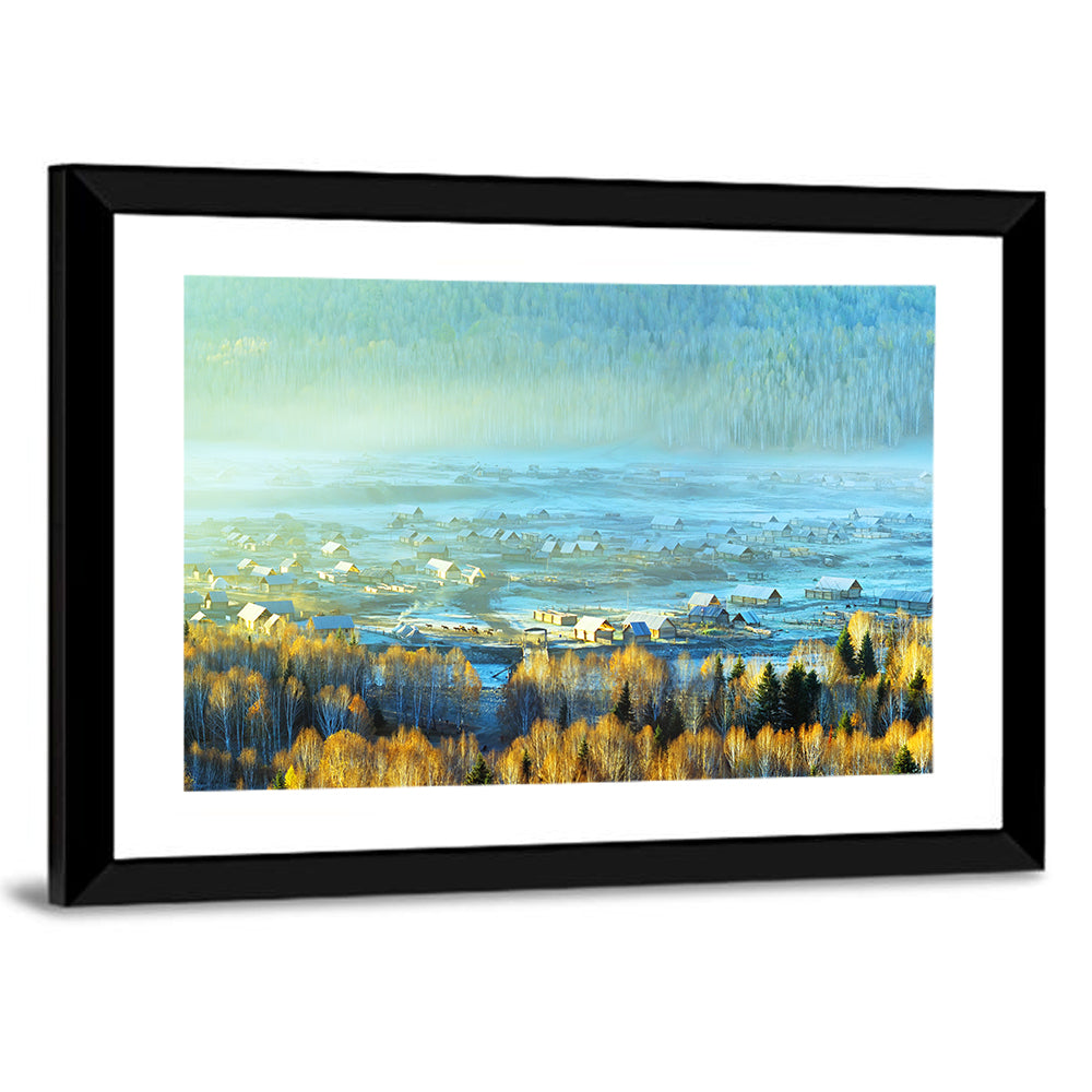 Misty Xinjiang Village Wall Art