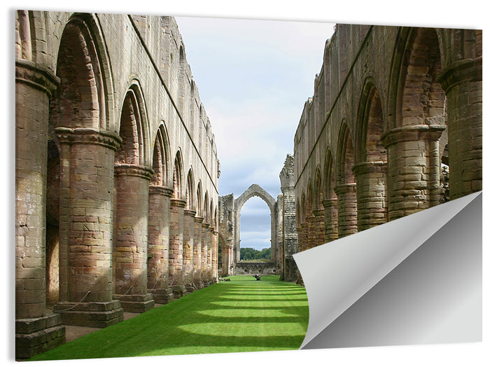 Fountains Abbey Ruins Grassy Nave View Wall Art as a poster print