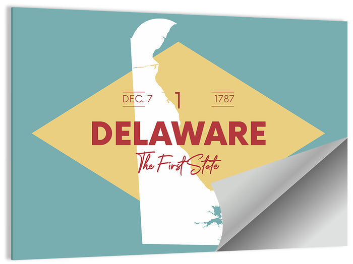 Delaware State Map Graphic Wall Art as a poster print