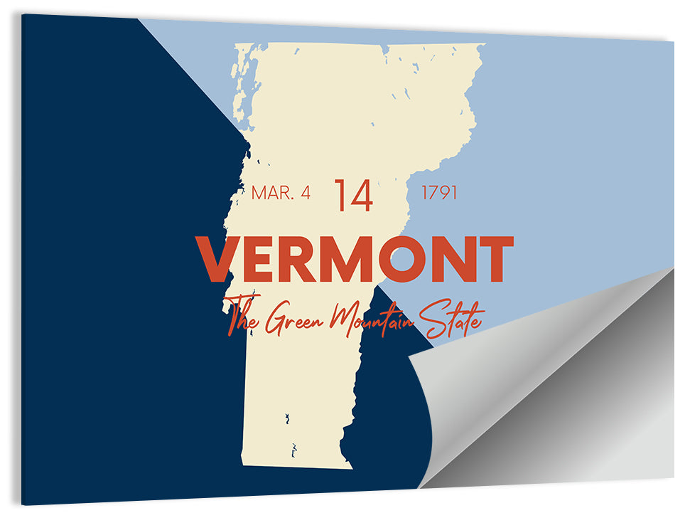 Vermont Map, Green Mountain State Wall Art