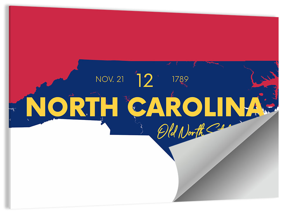 North Carolina Typographic Map Wall Art