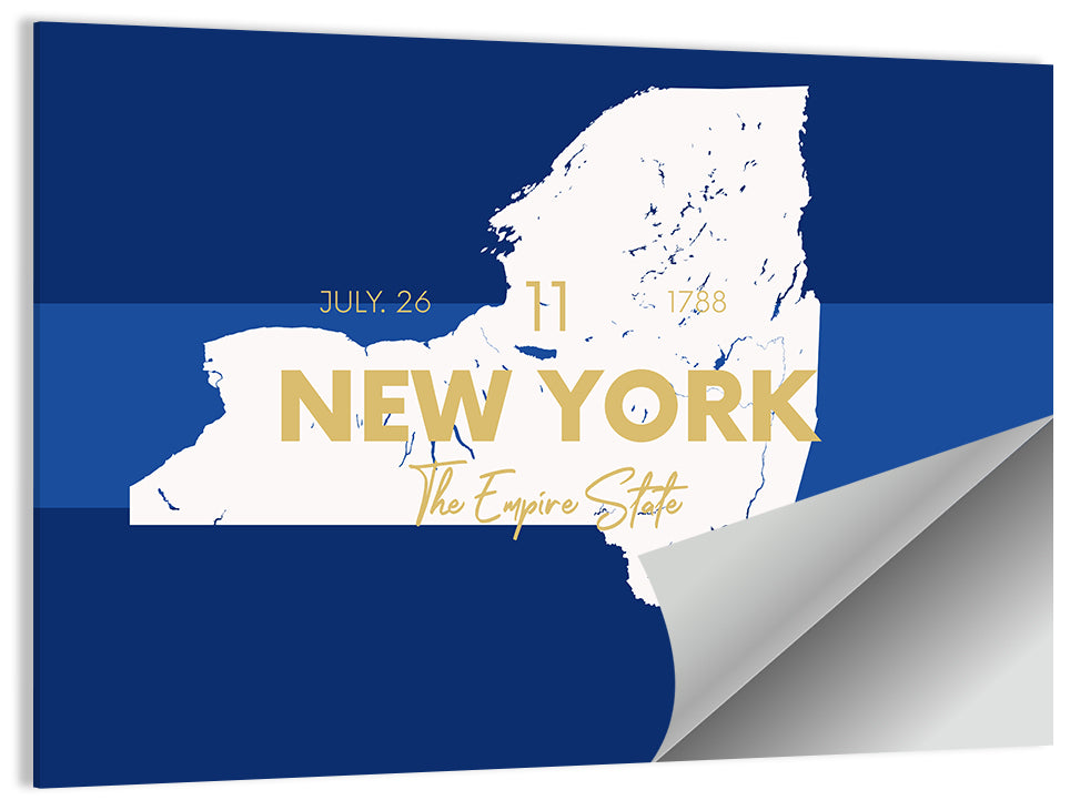 New York State Typographic Map Wall Art